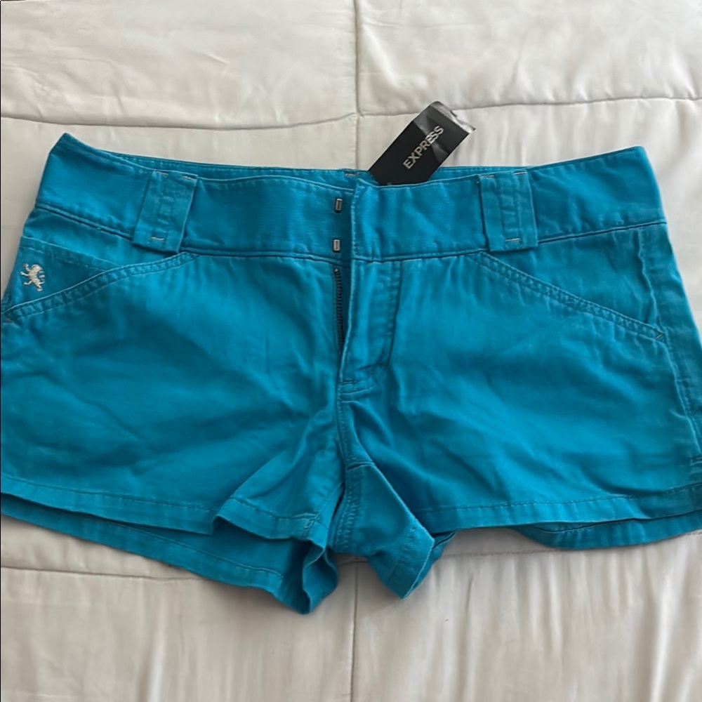 Express High Waist Blue Shorts Vibrant Cotton Blend